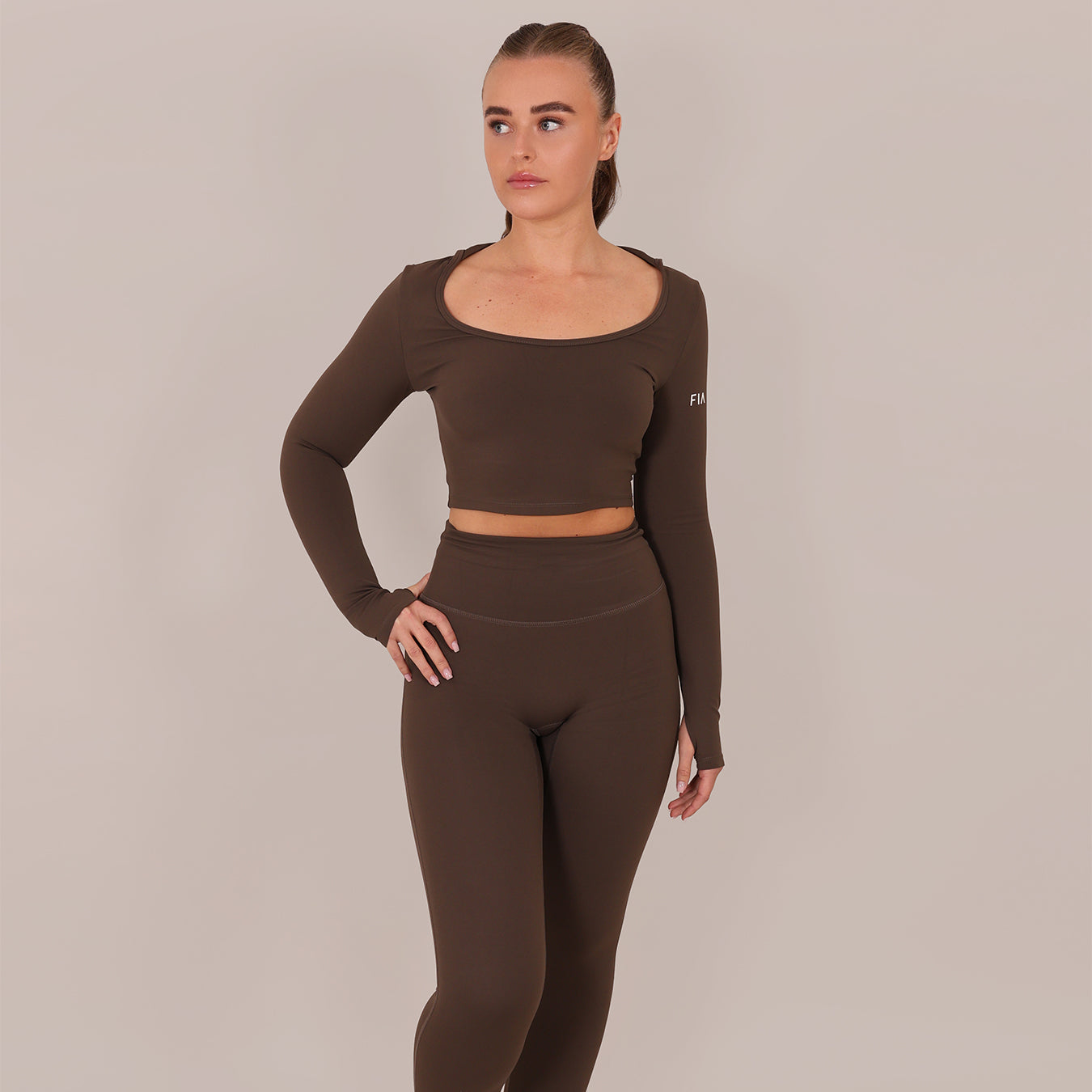 FIA LUNA YOGA HOODED TOP - BROWN