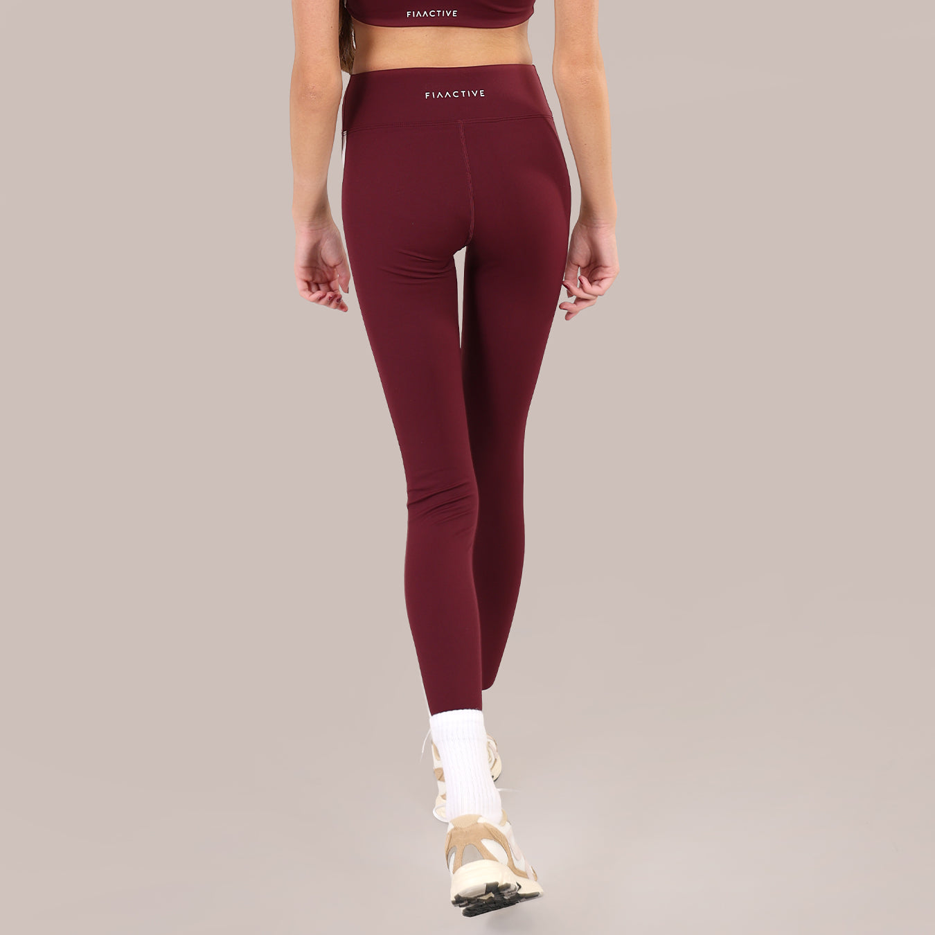 FIA ACTIVE STRIPE LEGGINGS - BURGUNDY
